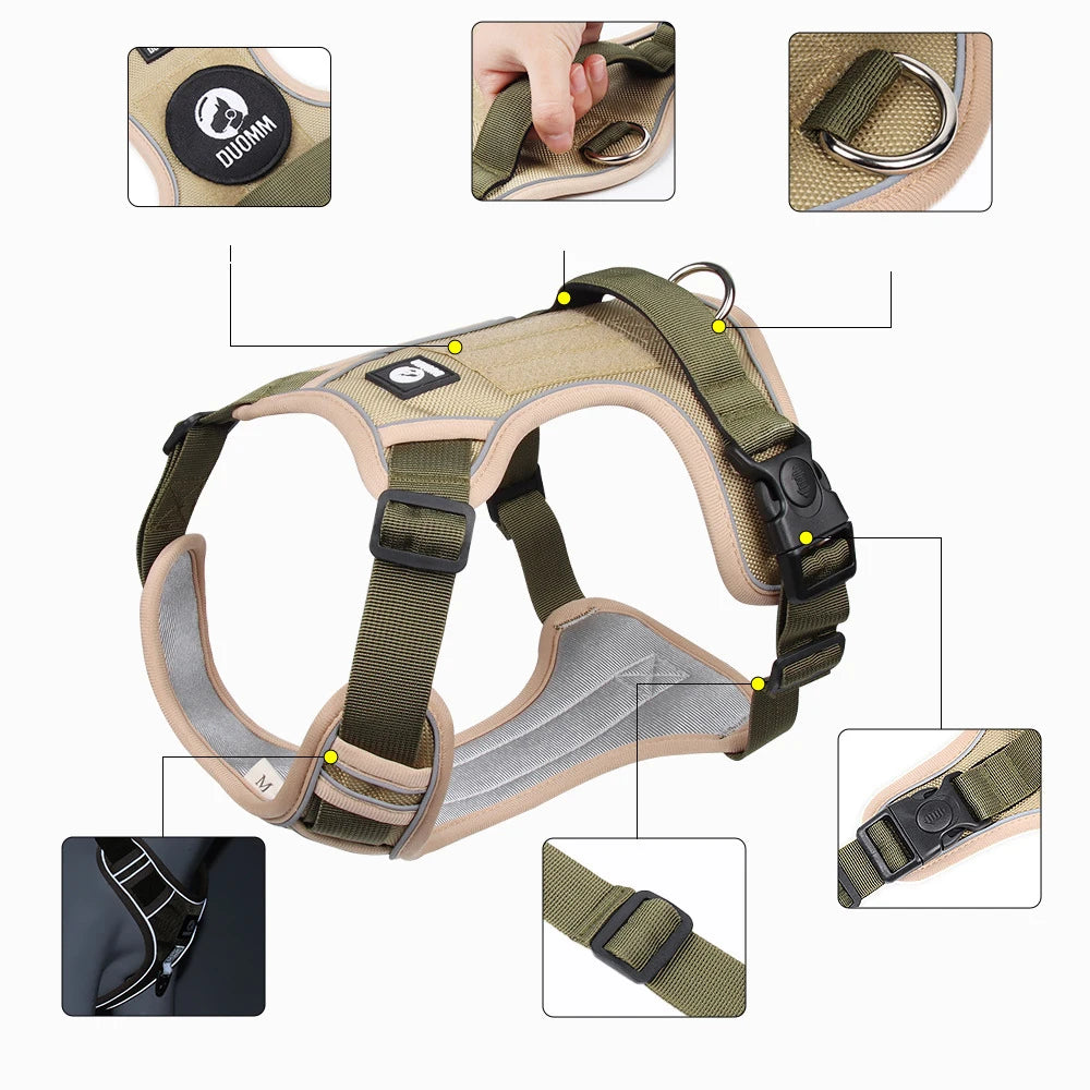 Harnais pour chien réfléchissant réglable – Harnais de selle sans traction pour la marche et l’entraînement, avec sangle de poitrine, adapté aux petits, moyens et grands chiens