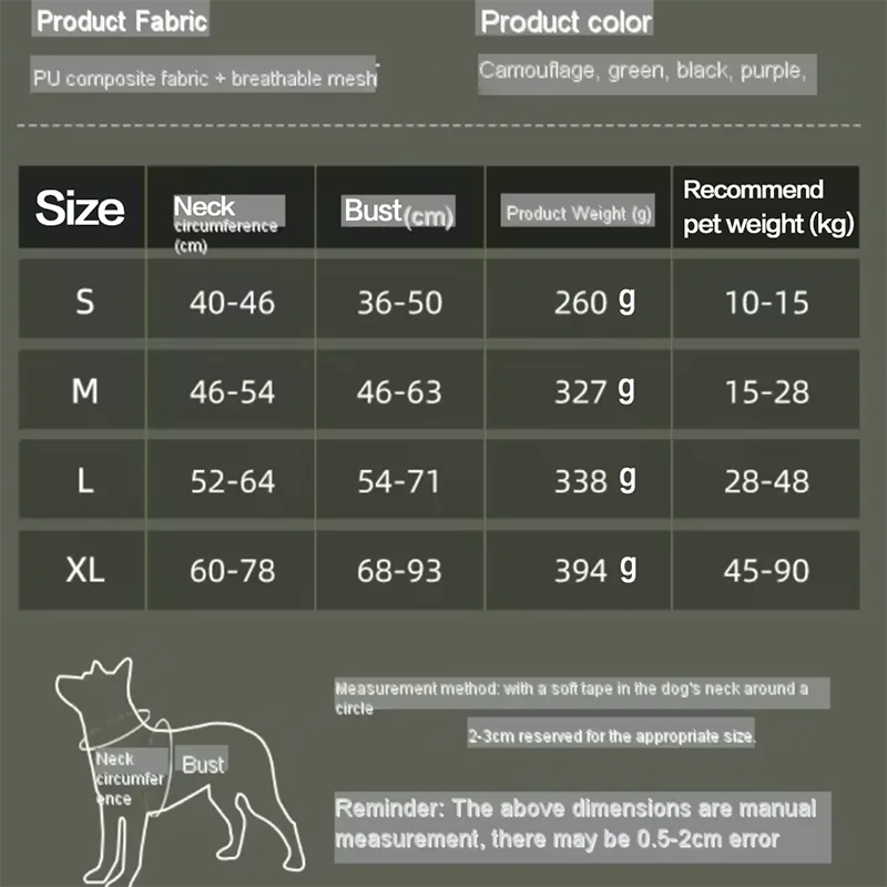 Harnais pour chien réfléchissant – Harnais tactique d’entraînement, anti-traction, réglable, sécurité et confort pour chiens moyens et grands