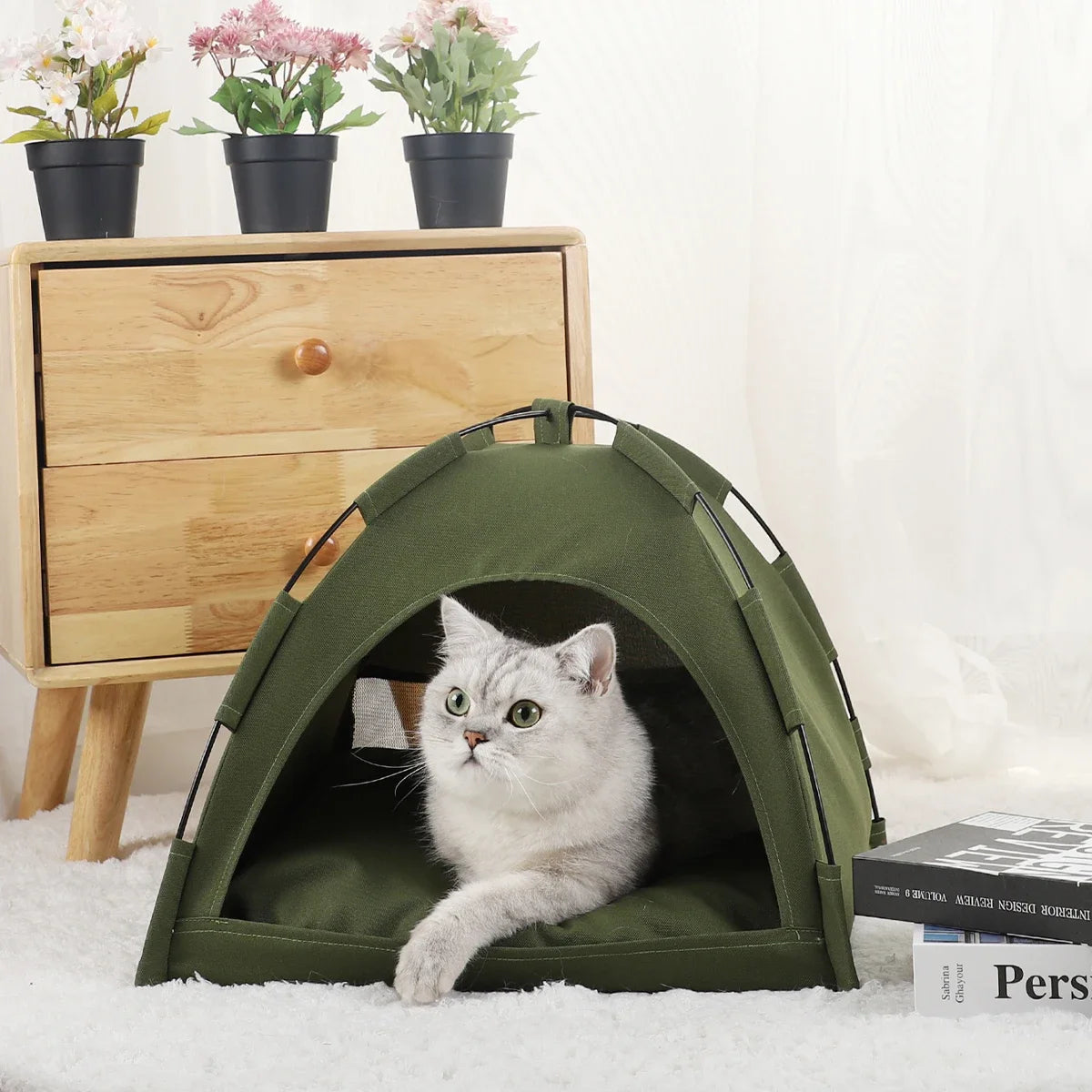 Tente lit pour chats avec coussin chaud
