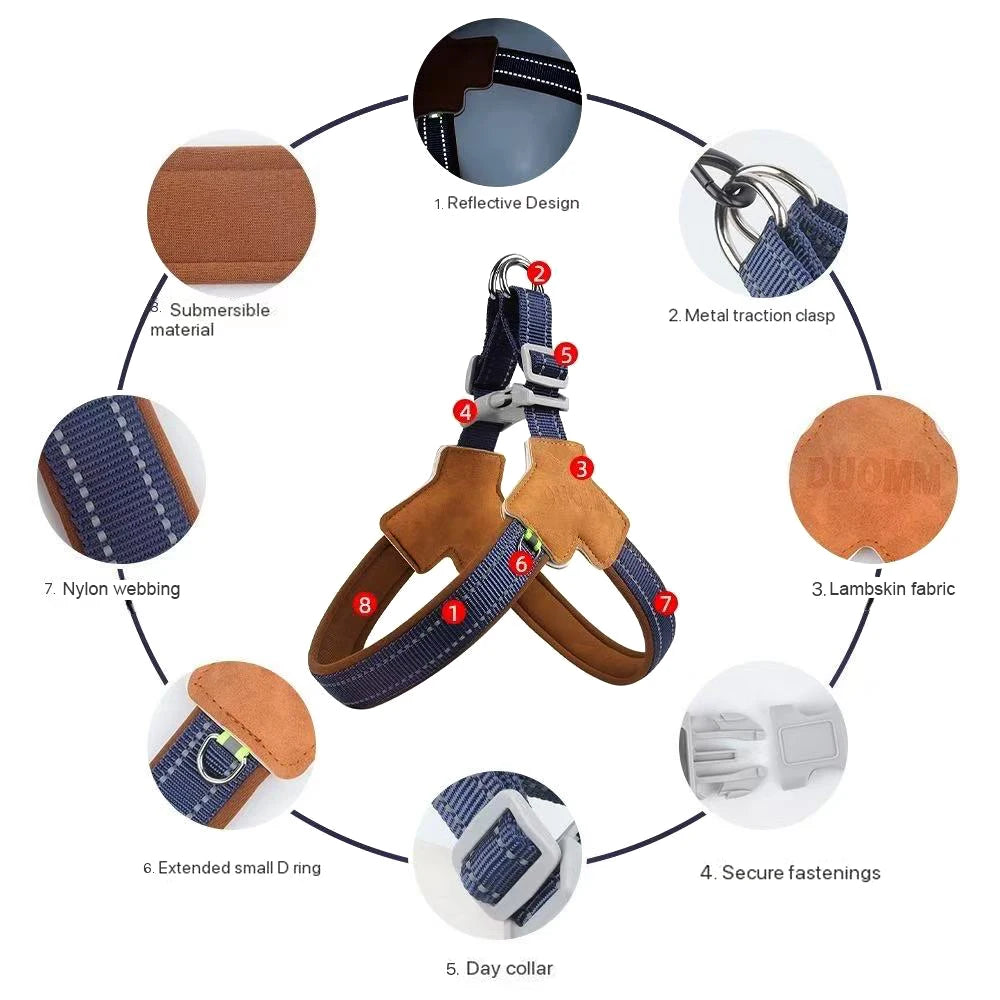 Harnais pour Chien en Forme de Y – Anti-Traction, Réglable et Réfléchissant, Gilet Confortable avec Rembourrage Doux, Facile à Mettre pour Petits, Moyens et Grands Chiens