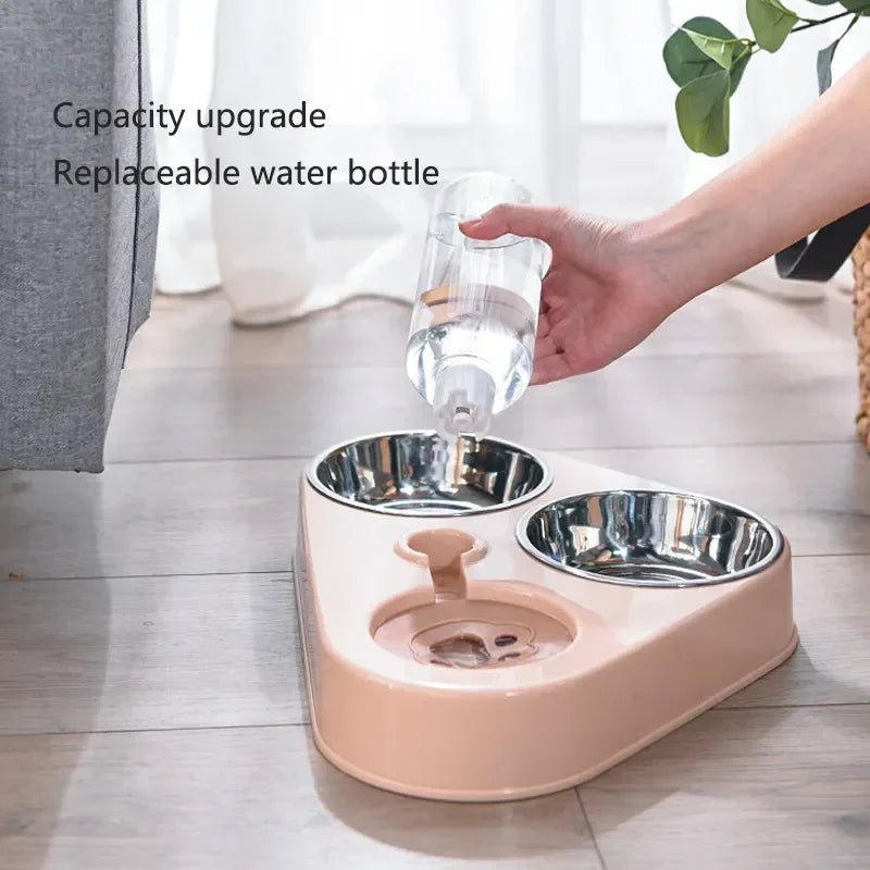 Distributeur automatique pour chien et chat – Double gamelle avec fontaine à eau
