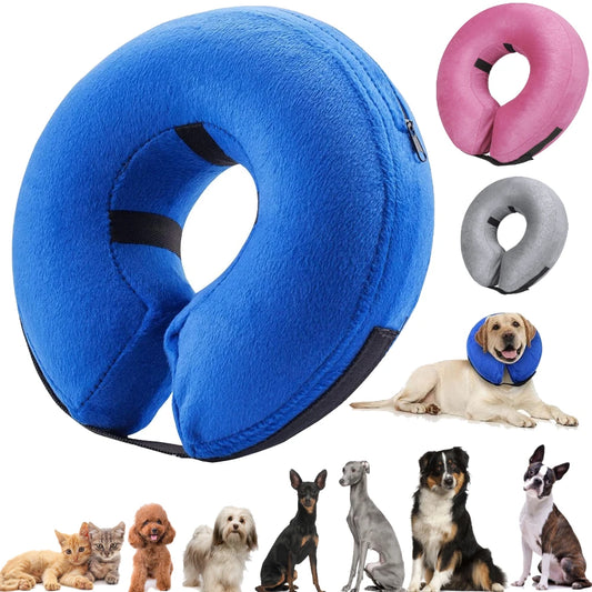 Collier Gonflable de Récupération pour Chiens et Chats – Collier Protecteur Doux Après Chirurgie, Anti-Léchage et Anti-Morsure