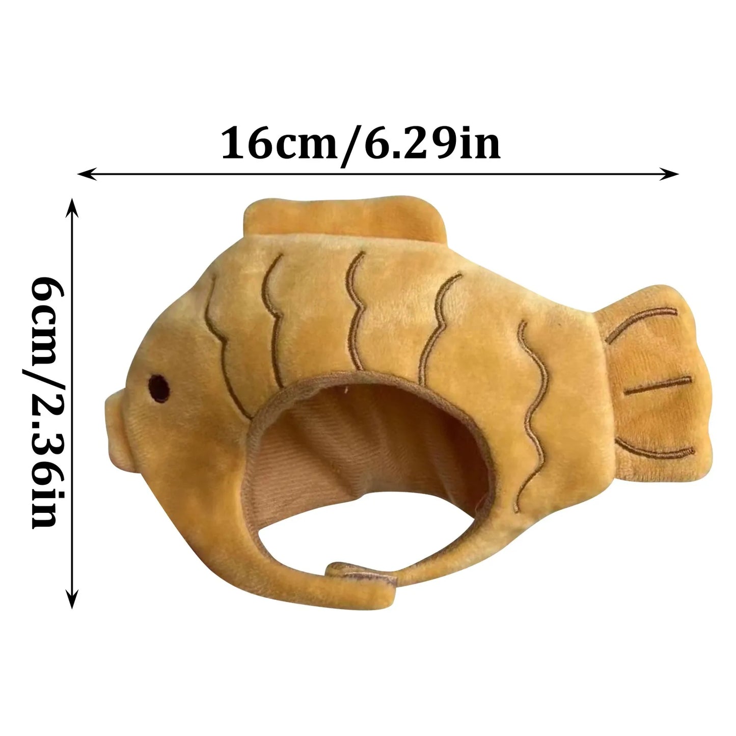 Chapeau mignon pour chat – déguisement poisson, léger et respirant, accessoire amusant en peluche.