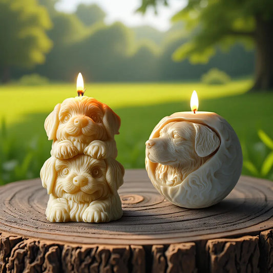 Moule Bougie Chien 3D – Chiot Souriant en Silicone DIY
