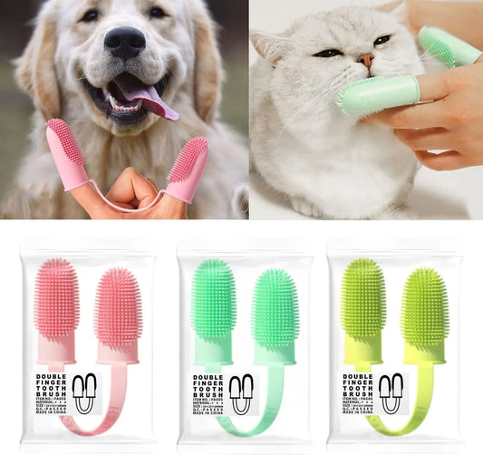Kit Dentifrice pour Animaux – Brosse à Dents en Silicone Douce pour Chiens & Chats