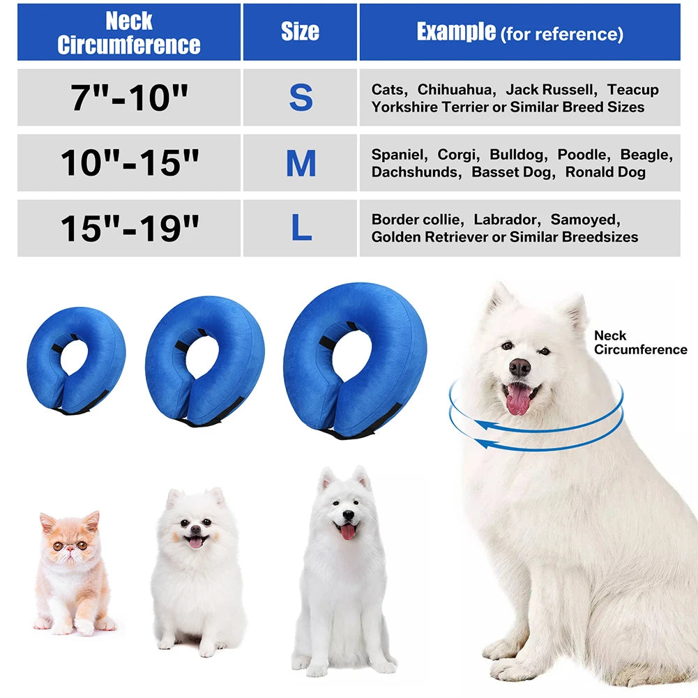 Collier Gonflable de Récupération pour Chiens et Chats – Collier Protecteur Doux Après Chirurgie, Anti-Léchage et Anti-Morsure