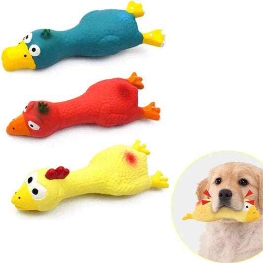 Jouet couineur pour chien – Poulet en caoutchouc souple et sûr, parfait pour chiots
