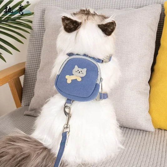Harnais pour Chat avec Laisse et Sac à Dos – Accessoires pour Chats d’Extérieur