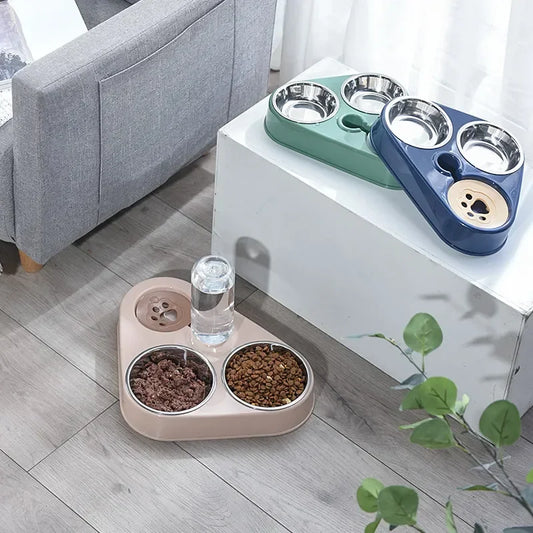 Distributeur automatique pour chien et chat – Double gamelle avec fontaine à eau