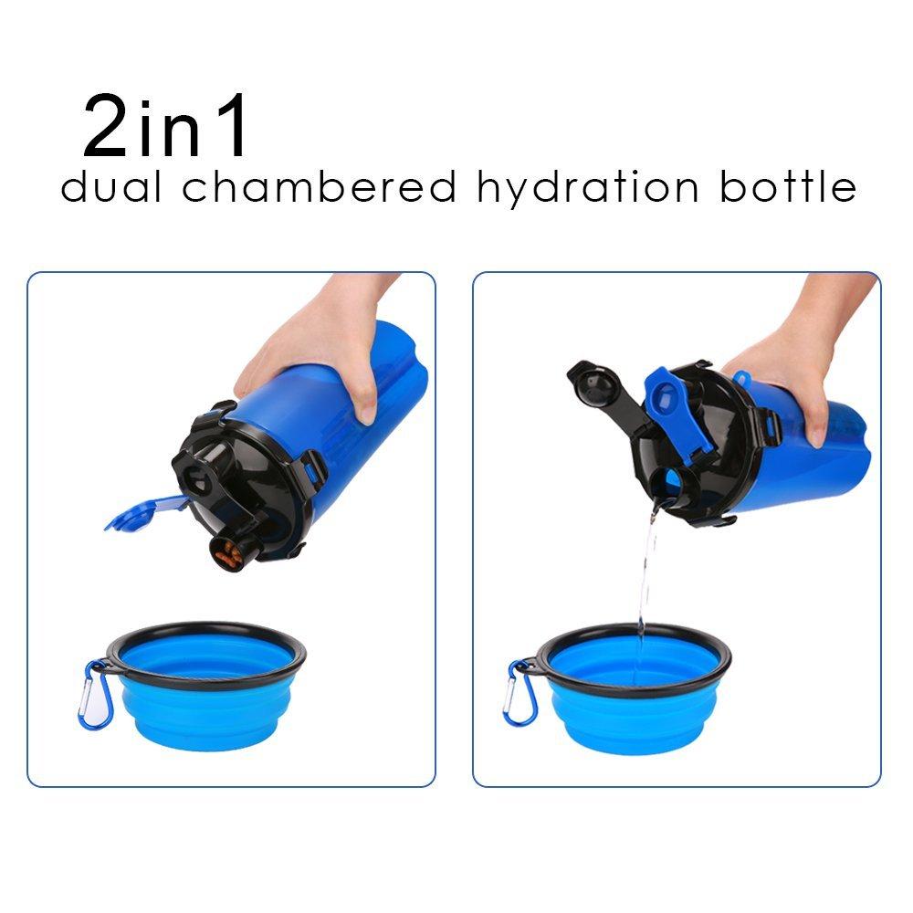 Bouteille d’eau 2 en 1 pour chiens avec bols – Hydratation et repas faciles en déplacement