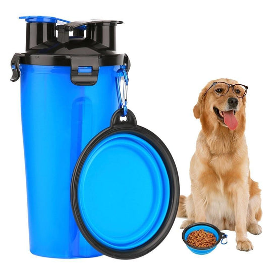 Bouteille d’eau 2 en 1 pour chiens avec bols – Hydratation et repas faciles en déplacement